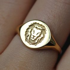 Lion Signet Ring, Mens Ring Gold, Custom Signet Ring, Signet Rings Women, Brilliant Cut Diamond Ring, Eternity Ring Gold, Gold Rings Simple, Fine Gold Jewelry, Gold Color Ring