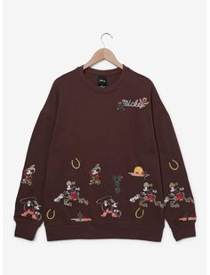 Disney Mickey Mouse Western Icons Crewneck - BoxLunch Exclusive | BoxLunch Matching Disney Sweaters, Disney World Outfit Winter, Disney Outfit Ideas Christmas, Disneyland Outfit Christmas, Disney December Outfits, Disney Outfit Winter, Disney California Adventure Outfit, Cute Disneyland Outfits, Disney Outfits Aesthetic