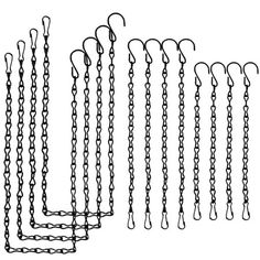 several different types of chains are shown in black and white, with one chain hanging from the