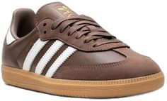 Adidas Brown Sneakers With Contrast Sole, Brown Adidas Sneakers With Rubber Sole, Brown Adidas Sneakers With Branded Insole, Brown Adidas Sneakers, Classic Brown Adidas Sneakers, Adidas Sporty Sneakers With Leather Sole, Adidas Leather Sole Lace-up Sneakers, Adidas Lace-up Sneakers With Leather Sole, Adidas Samba Og