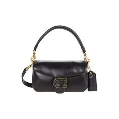 Made in the USA or imported, Coach leather-covered C closure pillow tabby shoulder bag 18 reimagines the structured silhouette of an archival 1970s Coach design with plush, ultra-soft leather and wrapped Signature hardware. The compact 26 features two detachable straps to carry and magnetic snap closure. Dangle an interior slip pocket. A Detachable short strap with 7 3/4" drop and a detachable long strap with 21 1/4" drop for shoulder or crossbody wear. Size: 8" (L) x 4 3/4" (H) x 1" (W).  Color Coach Rectangular Evening Flap Bag, Coach Clutch Satchel For Formal Occasions, Ombre Bag, Pillow Tabby, Tabby Shoulder Bag, Leather Tote Purse, Coach Shoulder Bag, Signature Hardware, Coach Leather