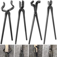 PRICES MAY VARY. 【Flat Tongs】-- Flat Tongs For 1/4 inch flat stock. The jaws of the pliers have a smooth surface that will not scratch the workpiece. Making the tongs lighter and easier to handle when working with smaller stock sizes. 【Blade Tongs】-- For flat stock sizes from 1/8'' to 3/8 '' thick and up to 1 3/4'' wide, making it easy to transition from forging to anvil. Designed for Knife-smiths these tongs will allow you to grip the knife in various positions when drawing out the blade. 【V Bi Blacksmith Tongs, Blacksmith Hammer, Forging Tools, Hammer Tool, Blacksmith Forge, Blacksmith Tools, Tool Knife, Metal Tools, Kitchen Utensils Gadgets