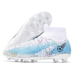 the nike vapor soccer cleats in white and blue