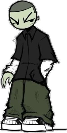 a drawing of a man with his hands in his pockets and wearing a black shirt