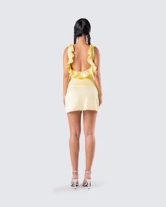 Matilda Yellow Mini Dress – FINESSE Yellow Mini Sundress With Ruffles, Yellow Ruffled Mini Sundress, Trendy Mini Dress For Summer, Trendy Summer Mini Dress, Summer Mini Skirt Bodycon Dress, Cute Mini Dress For Party, Summer Mini Bodycon Dress, Yellow Ruffled Sundress For Party, Cute Mini Dress For Parties