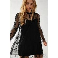 Reposhing This Item I Purchased From @Riverfashionn. Loved It, But Ready To Rotate For Something New. Questions? Leave A Comment Below! Sheer Long Sleeve Dress, Edgy Dress, Sheer Mini Dress, Dark Dress, Trapeze Dress, Overlay Dress, Mini Slip Dress, Glam Rock, Free People Black