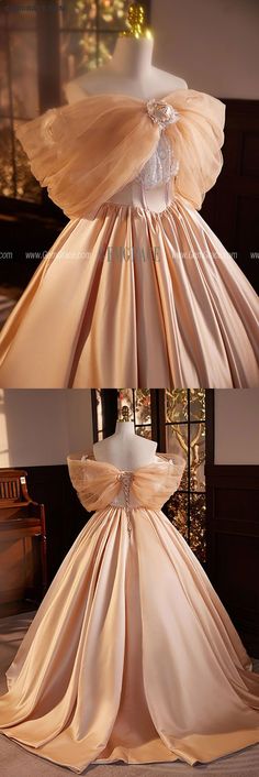 10% off now|Free shipping world-wide. Unique Champagne Satin Ballgown Off Shoulder Formal Dress at GemGrace. Click to learn our pro custom-made service for wedding dress, formal dress. View #FormalDresses for more ideas. Off-shoulder Quinceanera Dress For Prom, Off-shoulder Ball Gown With Sweep Train For Prom, Elegant Off-shoulder Quinceanera Dress For Debutante Ball, Elegant Off-shoulder Quinceanera Dress For Prom, Off-shoulder Quinceanera Dress For Evening, Elegant Off-shoulder Quinceanera Dress For Evening, Prom Season Off-shoulder Quinceanera Dress, Off-shoulder Quinceanera Dress For Wedding In Prom Season, Formal Ball Gown Quinceanera Dress For Prom Season