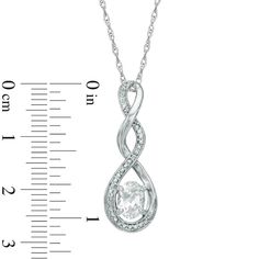 Honor the April birthday girl with a pendant that says "I'll love you forever." Created in sleek sterling silver, this graceful infinity loop-shaped frame features intricate beaded detailing and is set with a duo of shimmering diamond accents. At the center of the loop, a 7.0 x 5.0mm oval-shaped lab-created white sapphire catches the eye. Polished to a brilliant shine, this enchanting pendant suspends along an 18.0-inch rope chain that secures with a spring-ring clasp. Mother's Day Infinity Jewelry With Diamond Accents, Infinity Shaped Jewelry With Diamond Accents For Mother's Day, Sterling Silver Infinity Jewelry With Diamond Accents, White Infinity Jewelry For Mother's Day, White Infinity Jewelry, Silver Oval Jewelry For Anniversary Gift, Sterling Silver Oval Jewelry For Anniversary Gift, Oval Sterling Silver Jewelry For Anniversary Gift, Formal Infinity Jewelry For Mother's Day