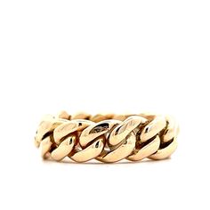 Curb Link Stacking Ring in 14k Yellow Gold This 14 karat yellow gold ring features a bold curb link chain design that stands out with its simple yet striking look. Its smooth finish gives it a radiant shine, making it versatile enough to wear alone or stack with other rings for a more personalized style. Whether you're dressing up or down, this ring is a solid choice for anyone who appreciates a piece that's both stylish and easy to wear. CHARACTERISTICS Ring Size: 6.25 Resizable: No Height Abov Sparkly Jewelry, Chunky Rings, Chain Design, Engagement Bands, Cuban Link Chain, Matching Band, Engraved Items, Yellow Gold Ring, Designer Engagement Rings