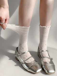 Elevate your outfit with these charming floral pattern lace socks. Available in classic black or white, these delicate socks add a touch of elegance to any look. The intricate floral design makes these socks a perfect choice for adding a hint of femininity to your ensemble.   Please note that this product includes one pair of socks only. White Lace Socks, Steampunk Fashion Female, Black Floral Pattern, Steampunk Fashion Male, Ballet Core, Gothic Skirts, Steampunk Accessories, Lace Socks, Patterned Socks