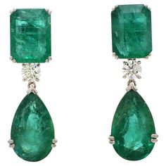 Diamond Danglers, Round Cut Diamond Earrings, Zambian Emerald, Diamond Drop Earrings, Emerald Earrings, Diamond Drops, Top Seller, Modern Earrings, Gold Drop Earrings