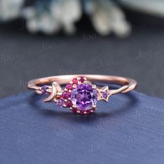 Round Ruby Amethyst Cluster Wedding Ring Moon Star Amethyst Promise Ring February Birthstone Jewelry Gifts Women Unique Asymmetrical Rings Accept engrave the words inside the ring service: https://www.etsy.com/listing/1103764936/engrave-service BEST GIFT: Represents the birthstone of February , what is the birthstone of your fiancé or fiancée? The best gift option for special someone was born in June ,Our amethyst ring packaged in delicated gift box It's also a good choice of an anniversary, eng Ruby And Amethyst Ring, Asymmetrical Rings, Asymmetrical Ring, Cluster Wedding Ring, February Birthstone Jewelry, Ring Moon, Purple Jewelry, Ruby Engagement Ring, Ruby Stone