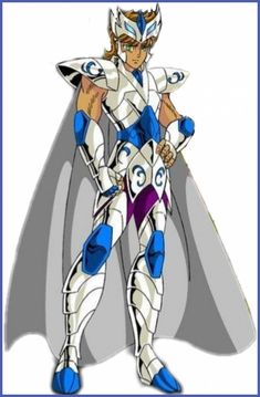 an anime character dressed in white and blue