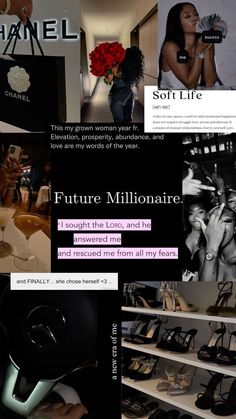 a collage of photos with women's shoes in them and the caption that says, future millonaire