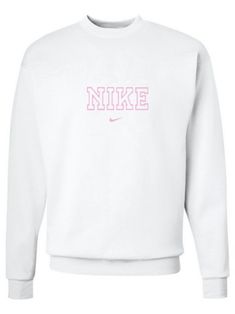 Pink Nike Crewneck, Pink Sweat, Cute Nike Outfits, Preppy Summer Outfits, Nike Crewneck, Preppy Summer, Custom Hoodies, Baddie Outfits Casual, Logo Color