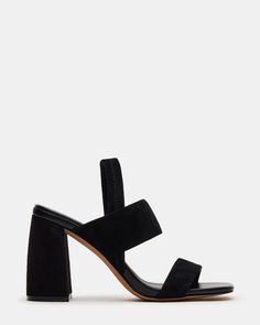 MARBELL Black Suede Strappy Block Heel | Women's Heels – Steve Madden Trendy Block Heels, Stylish Heels, Strappy Block Heels, Basic Heels, Day At The Office, Womens Shoes High Heels, Women's Heels, Designer Heels, Womens High Heels