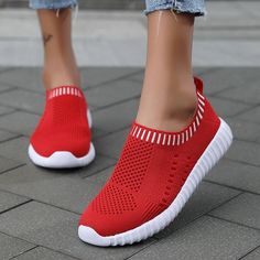 Sneakers running Shoes Woman black Sock Slip On Knitted Vulcanized Shoes Casual Slip On Shoes, Sporty Casual, Casual Sneakers Women, Blazer Designs, Mesh Shoes, Women Outfit, Comfortable Sandals, Shoes Trainers, Casual Shoes Women