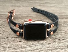 7mm Black Genuine Leather Strap with Adjustable Buckle. Create Your Own Unique Style! Be Different! Be Unique! Make a Fashion Statement Every Place You Go! Get Tons of Compliments Wearing Your Beautiful Bracelet Designed And Handmade by Simeon D Jewelry Studio Adjustable Size Bracelet Perfectly Tailored for Your Wrist This Bracelet Fits ALL Apple Watch Series Not For Other Models. Apple Watch Is NOT Included Follow my Studio on Social Media for Updates & New Designs Luxury Black Adjustable Apple Watch Band, Elegant Black Leather Apple Watch Band, Luxury Adjustable Black Apple Watch Band, Trendy Black Leather Strap Apple Watch Band, Elegant Black Leather Strap Apple Watch Band, Rose Gold Leather Apple Watch Band, Elegant Black Apple Watch Band For Gift, Elegant Black Apple Watch Band Gift, Trendy Black Apple Watch Band For Everyday