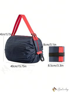 an image of a duffel bag with measurements for the straps and shoulder straps