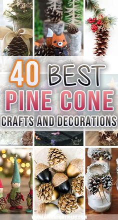 pine cone crafts and decorations are featured in this postcard for the best pine cone crafts and decorations