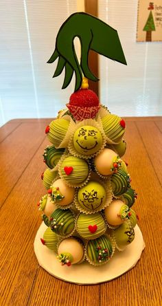 a christmas tree made out of chocolates on a table