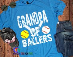 Grandpa of Ballers Sports T-shirt 4 - OUR SHIRTS PROCESS ------------------------------------ - Our Shirts are Made to order - We Print directly onto your shirt with a top of the line direct to garment printer - within 1 hour of purchase your order is started and individually printed digitally with Eco-friendly water based dyes. - The dyes embed themselves in the fabric retaining the soft feel. - These are NOT an iron-on transfers - Our Preferred Shirts are High quality 100% Preshrunk Cotton - a Casual Sublimation Print T-shirt For Father's Day, Casual T-shirt With Sublimation Print For Father's Day, Casual Sports T-shirt For Father's Day, Casual T-shirt For Game Day On Father's Day, Casual Tops For Game Day On Father's Day, Casual T-shirt For Game Day, Grandpa Shirt, Unique T Shirt, Sports Shirt