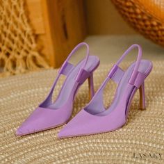 Lasaky - Sapphire Blue Pointed Toe Stiletto Heels with Ankle Strap and Elegant Open Back Design Sepatu Pump, Hak Tinggi, Heels Elegant, Blue High Heels, Elegant Pumps, Transparent Heels, Square Toe Sandals, Chic Sandals, Heel Slippers