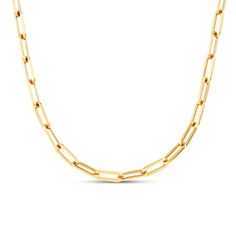 Dynamic oval, paperclip-inspired links gracefully adjoin together in this striking women's necklace. Fashioned in 14K yellow gold, the 24-inch link chain secures in place with a lobster clasp. From the Italia D'Oro Roma Collection. Exclusively available from Jared® the Galleria of Jewelry. Paper Clip Chain Necklace, Women's Necklace, Jared The Galleria Of Jewelry, Precious Jewelry, Paper Clip, Last Minute Gifts, Necklace Designs, Link Chain, Jewelry Care