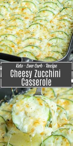 the cheesy zucchini casserole has been cooked in an oven