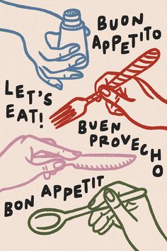 Buon Appetito Print, Bon Appetit Poster, Let‘s Eat Print, Modern Kitchen Print, Kitchen Sayings Bon Appetit Poster, Kitchen Graphic Design, Posters For Kitchen, Eating Illustration, Baking Poster, Poster For Kitchen, Trendy Dining Room, Kitchen Sayings, Kitchen Wall Prints