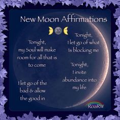 New moon affirmations Moon Affirmations, New Moon Intentions, Moon Intentions, New Moon Ritual, Moon Spells, Moon Ritual, New Moon Rituals, Moon Journal, Oh My Goddess