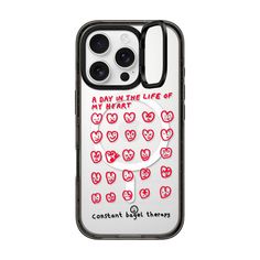 an iphone case with hearts on it and the words, all day in the life of constant