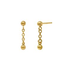 Ball stud earrings with chain. Materials14k gold filledDimensions3mm stud and .5'' in total length Stacking Earrings, Double Earring, Earrings With Chain, Earrings Stacking, Double Stud, Double Earrings, Ball Stud Earrings, Studs Gold, Stacked Earrings