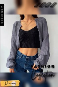 Korean Fashion Women Loose Short Knitted Cardigan Sweater Fall Harajuku Lantern Sleeve Y2k Clothes Female Vintage Crop Top Casual Long Sleeve Knitted Shrug, Casual Knitted Shrug For Fall, Short Knitted Cardigan, Knitted Cardigan Sweater, Vintage Crop Tops, Y2k Clothes, Korean Fashion Women, Loose Shorts, Women Sleeve