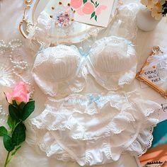 Morning Valley Princess Lingerie Set Princess Lingerie, Kawaii Princess, Lingerie Cute, Kawaii Things, Bow Women, Japanese Sweet, Cute Lingerie, Custom Made Clothing, Bamboo Fiber