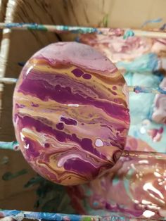 a marbled object sitting on top of a table