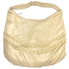 Cream Hobo Ruffle Purse Single Strap Ruffle Detail Front Zipper Top Closure Inside Pockets Vegan Pu Leather All Man Made Materials Nwt New With Tags Unbranded Tags - Bag Handbag Shoulder Cream Beige Tan Khaki Tan Pouch Large Slouch Cheap Cream Hobo Bag For Shopping, Large Cheap Beige Shoulder Bag, Luxury Beige Hobo Bag For Formal Occasions, Cheap Cream Bohemian Bags, Ysl Hobo Cream, Elegant Cream Hobo Bag For Spring, Chic Ruffled Shoulder Bag For Spring, Chic Beige Hobo Bag For Day Out, Hobo Purse