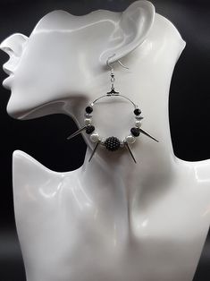 Handmade Punk Jewelry For Party, Handmade Punk Jewelry For Parties, Edgy Handmade Jewelry For Parties, Handmade Edgy Jewelry For Party, Edgy Pierced Earrings For Party, Edgy Metal Hoop Earrings, Silver Emo Earrings For Parties, Black Small Hoop Jewelry For Parties, Alternative Metal Earrings For Party