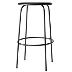 the backless bar stool is made from black metal