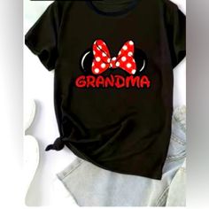 Nwt . Disney Tops, Grandma Shirts, Minnie Ears, Black And Red, Womens Tops, Tops & Tees, Disney, Red, Women Shopping