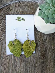 Philodendron Wood Earrings | Philodendron Gloriosum Leaf Ear: Silver Stag and Branch Green Wood Stain, Hypoallergenic Leaf-shaped Earrings, Nature-inspired Leaf-shaped Brass Jewelry, Handmade Leaf-shaped Botanical Earrings, Nature-inspired Leaf Shaped Brass Jewelry, Elegant Leaf-shaped Brass Earrings, Journal Jewelry, Magnetic Jewelry, Nature Inspired Jewelry