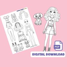 🐶👗 Explore endless creativity with our Cute Printable Paper Doll and Dog Dress-Up Set! Perfect for imaginative play and coloring fun. Download now and let the adventures begin! 🎨 PLEASE NOTICE THIS IS A DIGITAL DOWNLOAD, NO PRINTED MATERIALS ARE INCLUDED. NO PHYSICAL ITEM WILL BE SHIPPED. After making your purchase, you'll get a PDF file, instant download. Download file and print on your own.  🎨 Have fun coloring and choose your favorite assembly method: 1. Laminate the pages 2. Reinforce the doll's middle section  body and feet with transparent tape  and add double-sided tape to the back of clothes  3. Draw tabs on the clothes Paper Doll Coloring, Quiet Book Pages, Kids Coloring Pages, Paper Dolls Printable, Dog Dress, Activity For Kids, Coloring Pages Printable, Kids Coloring, Dog Dresses