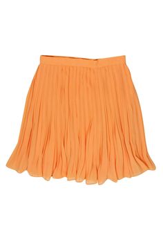 Current Boutique-Escada - Orange Pleated Flare Skirt Sz M Summer Pleated Solid Mini Skirt, Trendy Summer Lined Skirt, Trendy Lined Summer Skirt, Trendy Summer Mini Skirt With Lining, Summer Mini Skirt In Specific Color, Trendy Summer Vacation Skirt, Summer Casual Pleated Mini Skirt, Chic Pleated Mini Skirt For Summer, Casual Orange Mini Skirt