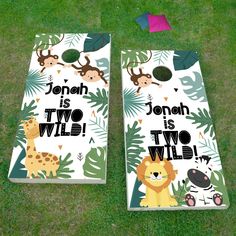 Safari Birthday Cornhole Board Decals - Wedding Decor Gifts Jungle Theme Classroom Decorations, Cornhole Board Decals, Wild One Party, Cornhole Decals, Birthday Party Game, Custom Cornhole Boards, Two Wild, Safari Birthday Party, Cornhole Board