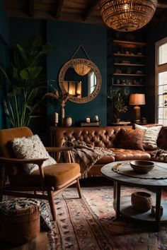 a living room filled with lots of furniture and decor