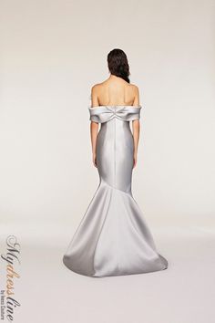 Looking for a show-stopping evening gown? Check out the Frascara 4231 Off-the-shoulder Gown. This gorgeous dress features a draped bodice and sleeve detail with an assymetrical bow. The mermaid silhouette is flattering and the hidden back zipper makes for easy on and off. Plus, the satin lining ensures a comfortable fit. 87% polyester, 13% silk. Luxury Satin Evening Dress With Sweetheart Neckline, Elegant Satin Gown With Pleated Bodice, Elegant Satin Gown With Fitted Bodice, Elegant Satin Finish Gown For Formal Occasions, Elegant Strapless Ball Gown With Corset Back, Elegant Evening Dress With Corset Back For Prom, Elegant Formal Gown With Fitted Bodice, Classic Fitted Prom Evening Dress, Formal Evening Dress With Corset Back And Sweetheart Neckline