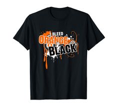 PRICES MAY VARY. Go Orange & Black! Support your favorite kids, college, pro or high school team with this awesome vintage black and orange team shirt. Great for kids, parents, mom, dad, students, group or fan during gameday Features a vintage sports design with distressed "I Bleed Orange & Black" text. Perfect for wearing at your next baseball, softball, basketball, soccer or football game day and a great way to support a high school or sports team. Lightweight, Classic fit, Double-needle sleev High School Spirit Wear, High School Football Shirts, Football Tshirt Designs, School Tshirt Designs, School Spirit Shirts Designs, Basketball Shirt Designs, Team Spirit Shirts, Football Team Shirts, School Spirit Wear