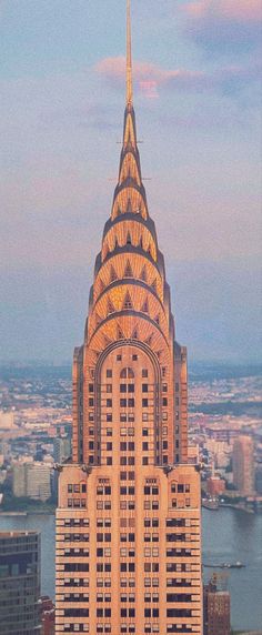 an aerial view of the chrysler building in new york city