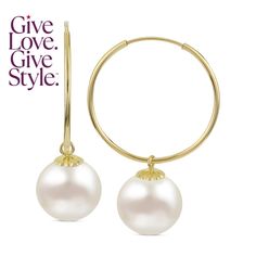 in stock Dangle Hoop Earrings, Freshwater Cultured Pearls, Gold Hoops, Fresh Water, Freshwater Pearls, Pick Up, In Store, Buy Online, Hoop Earrings