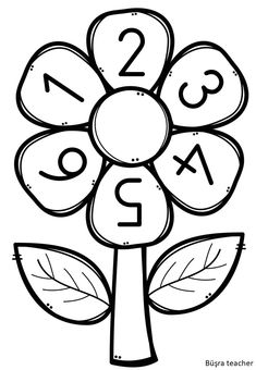 a flower with numbers on it and leaves in the middle, coloring pages for kids